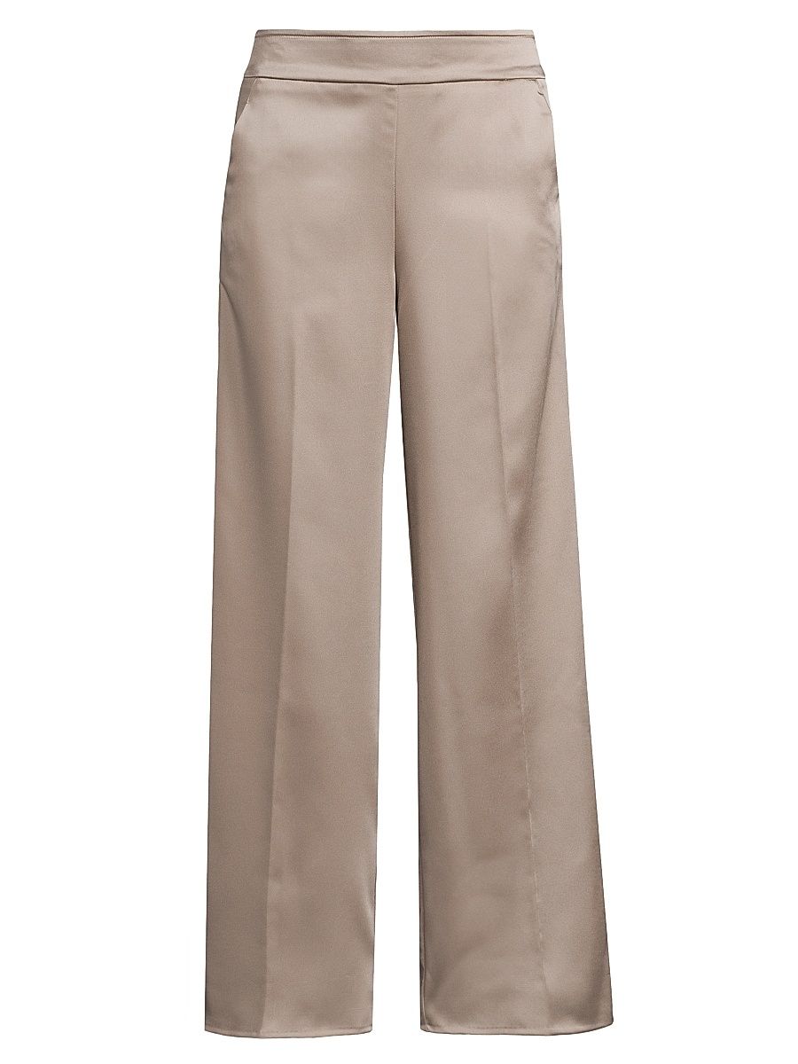 Women's Satin Wide-Leg Pants - Casia Taupe - Size 8