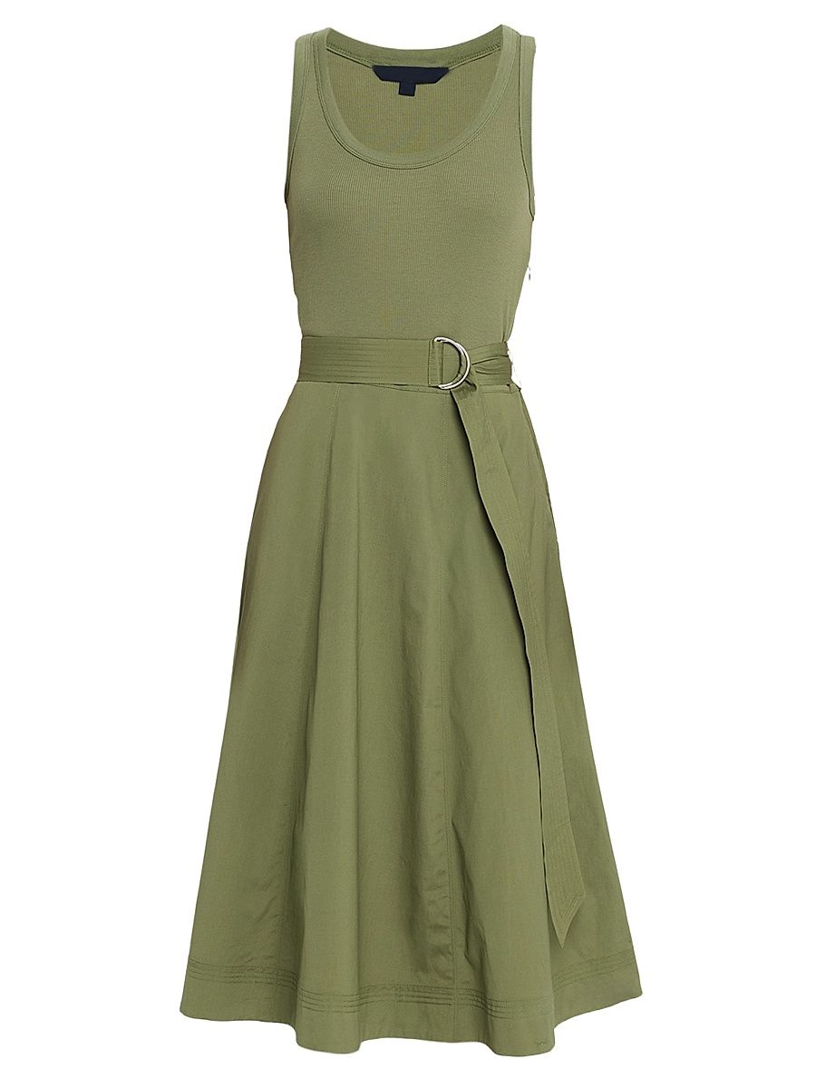 Women's Ennis Mixed-Media Dress - Green - Size XS