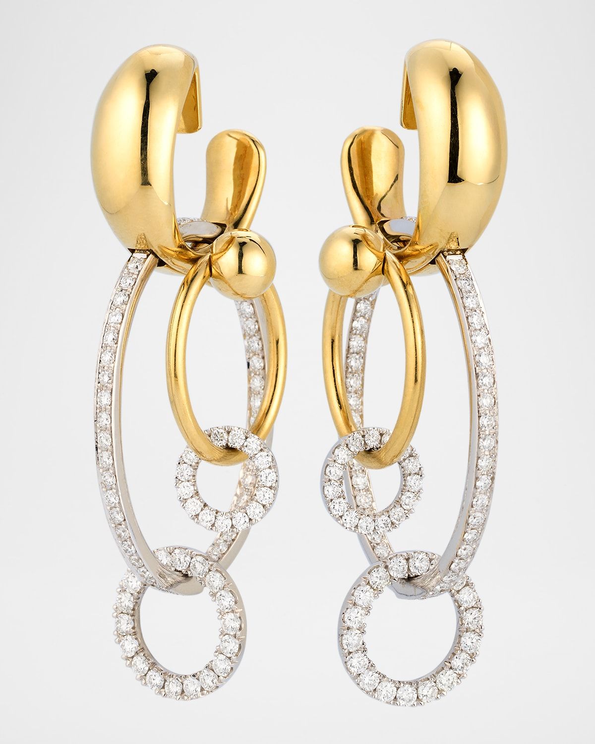 18K Yellow and White Gold Me Earrings with White Diamonds