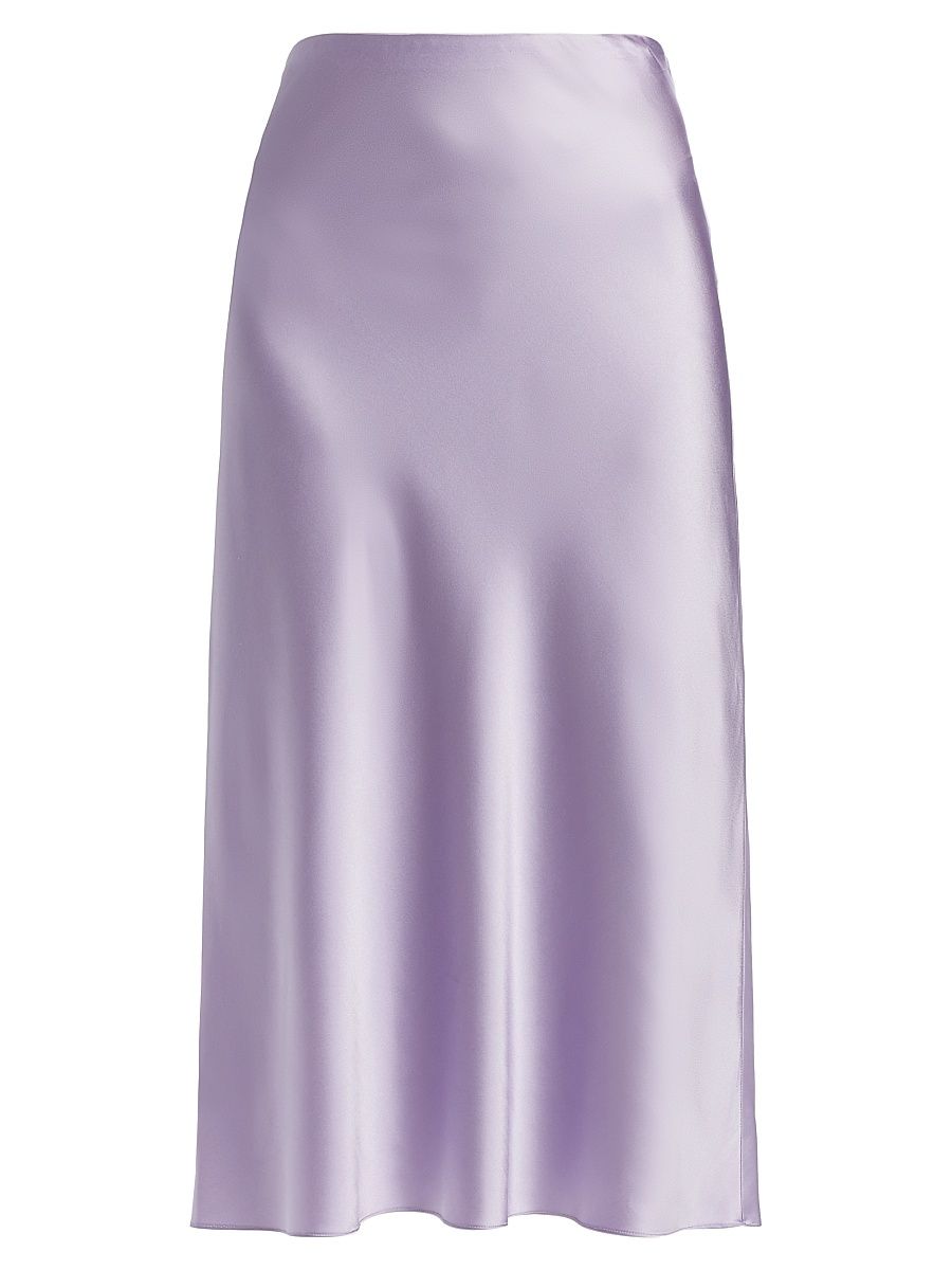 Women's Clover Satin Midi-Skirt - Soft Lilac - Size 10