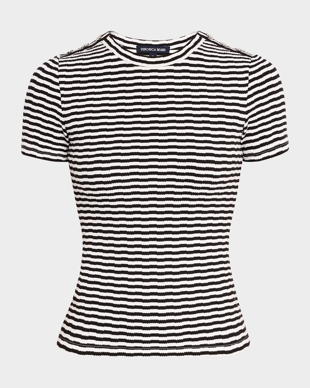 Draya Short-Sleeve Stripe Button Tee