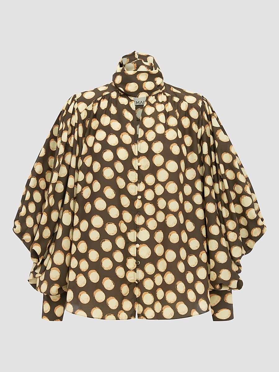 Women's Paula Polka-Dot Blouse - Chocolate - Size 0