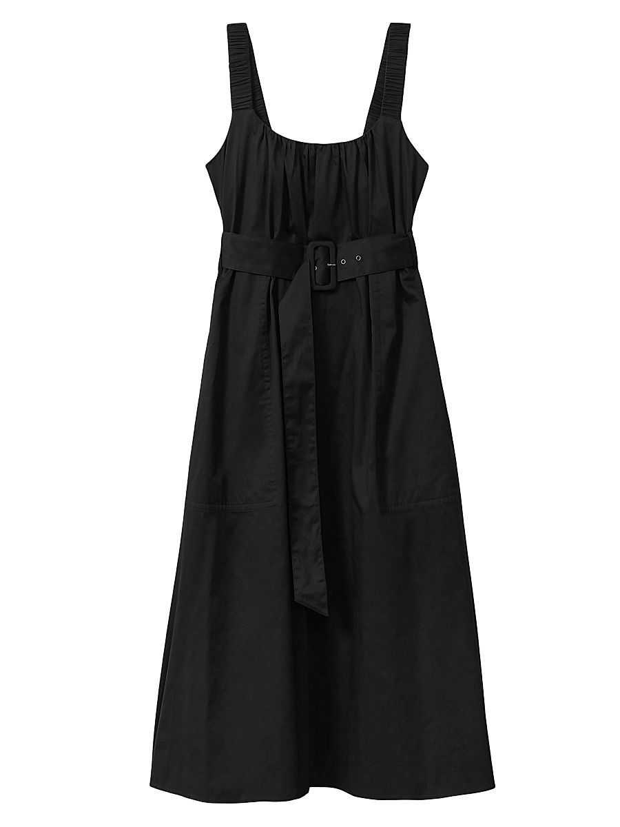 Women's Liza Poplin Belted Midi-Dress - Black - Size 14