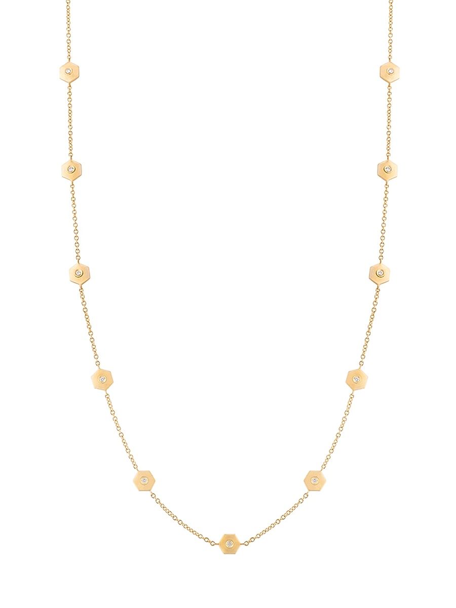 Women's Baia 18K Yellow Gold & 1.25 TCW Diamond Station Long Necklace - Yellow Gold