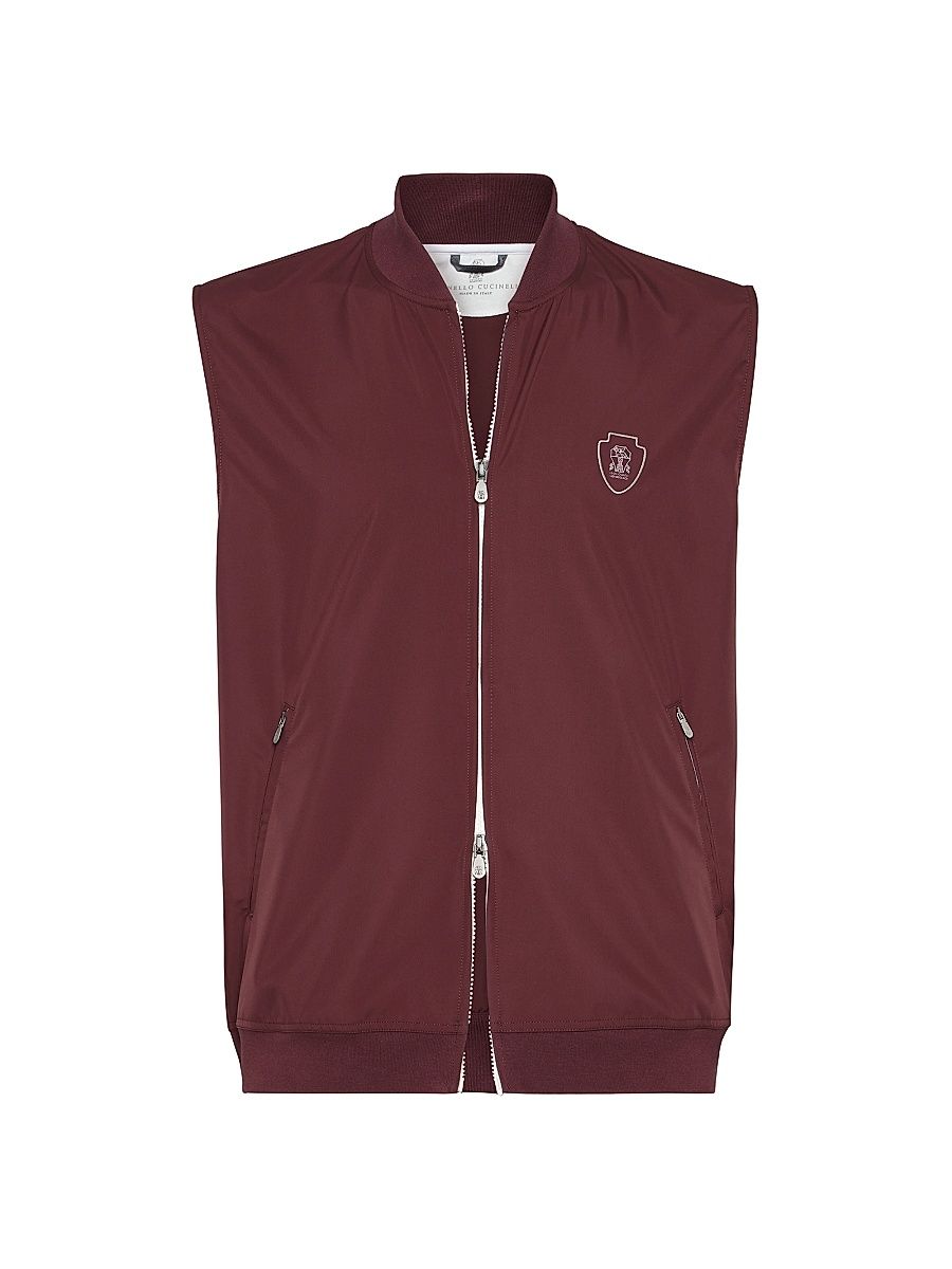 Men's Nylon Vest with Logo - Amaranth Red - Size Large