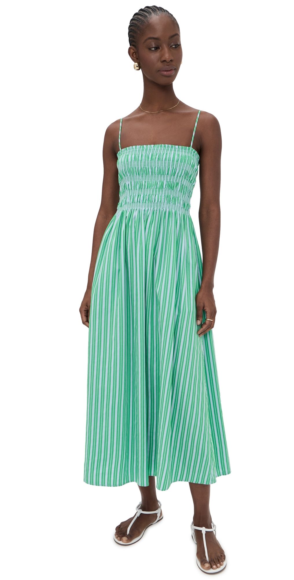 Pistola Bianca Dress Green Blue Stripe L