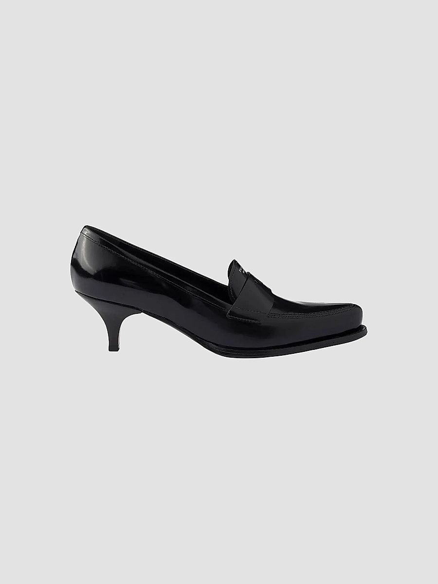 Brushed Leather Loafers - Black - Size 5
