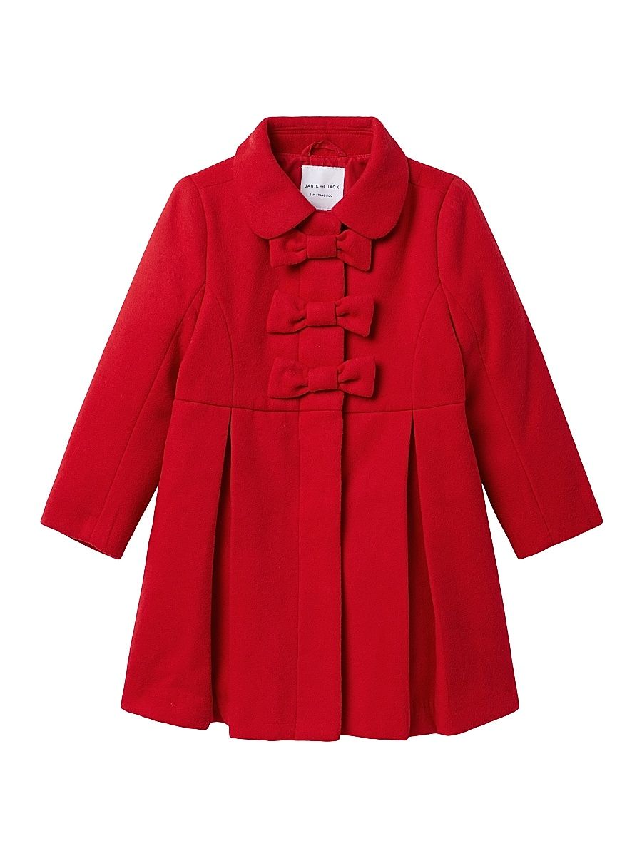 Baby Girl's, Little Girl's & Girl's The Bow Pleated Coat - Red - Size 2