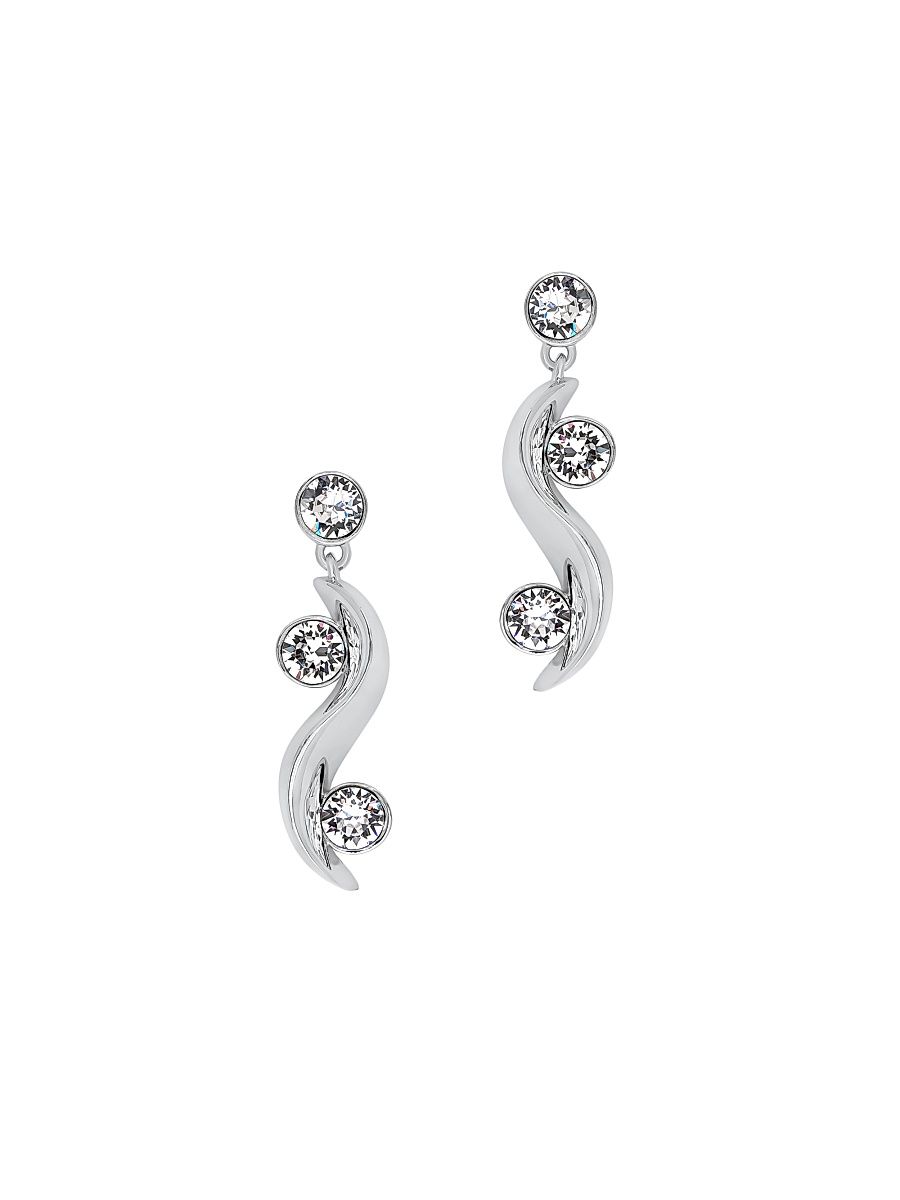 Women's 24K-Gold-Plated & Glass Crystal Wave Drop Earrings - Silver