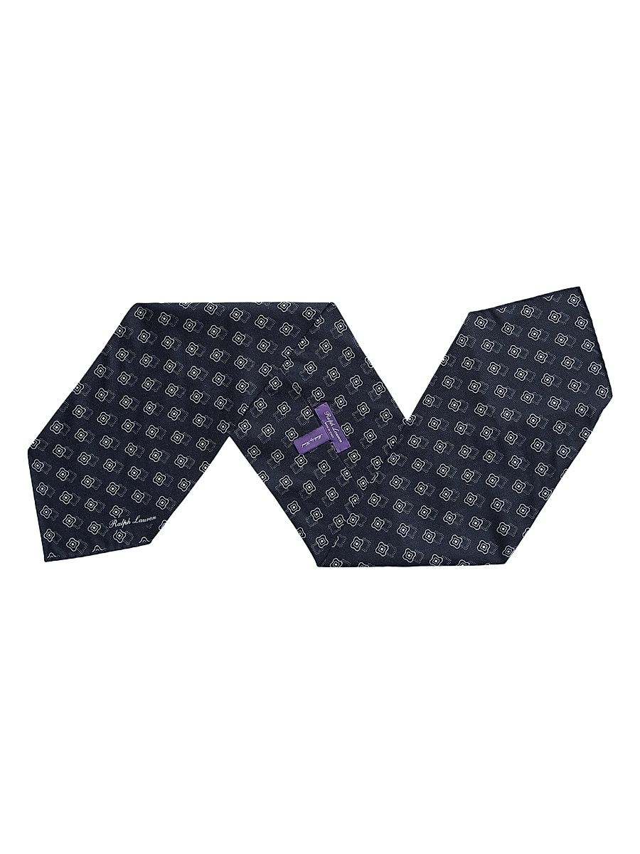 Men's Printed Silk Foulard Neckerchief - Navy