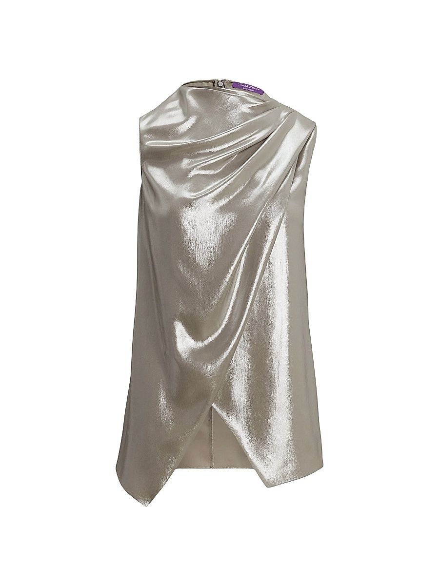 Women's Julie Draped Liquid Foil Sleeveless Blouse - Asteroid - Size 6