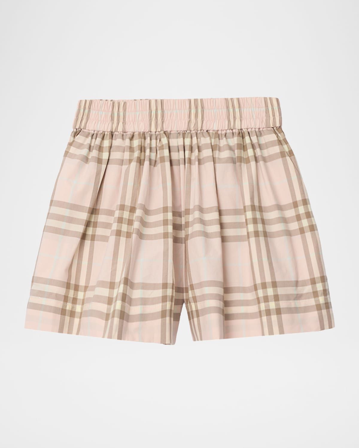 Kid & apos;s Check Cotton Shorts, Size 3-14