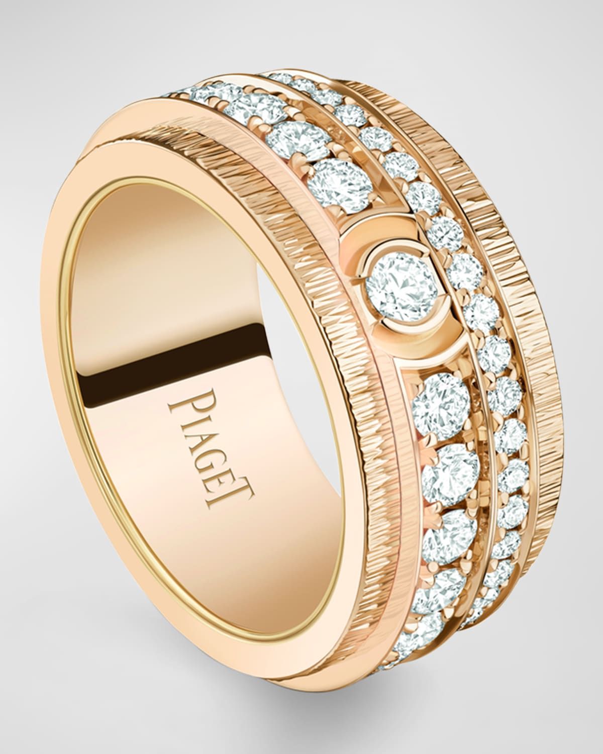 Possession Palace 18K Rose Gold Large Diamond Band Ring, EU 55 / US 7.25
