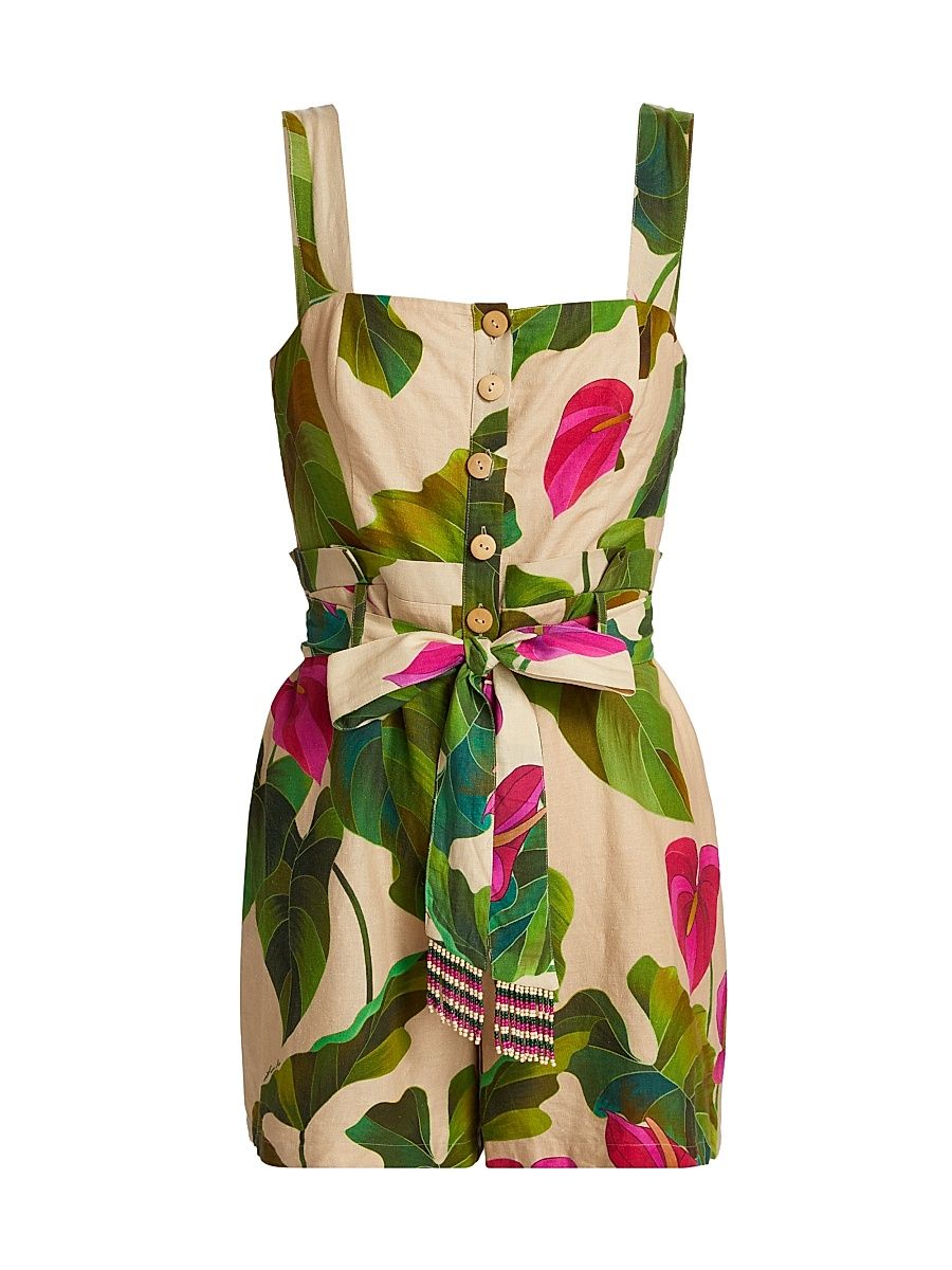 Women's Anthurium Leaves Sand Romper - Anthurium Leaves Sand - Size Large