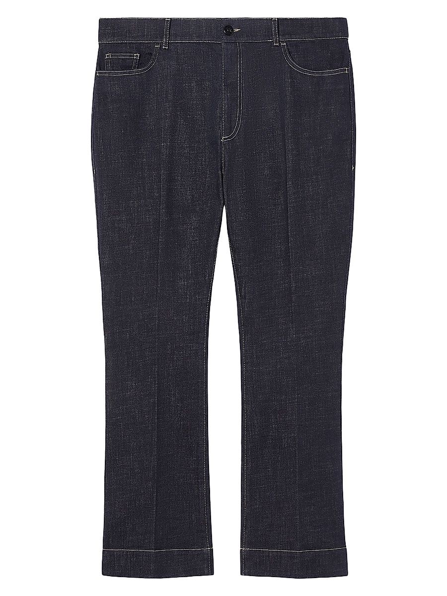 Women's Flared Stretch Cotton Trousers - Midnight Blue - Size 16