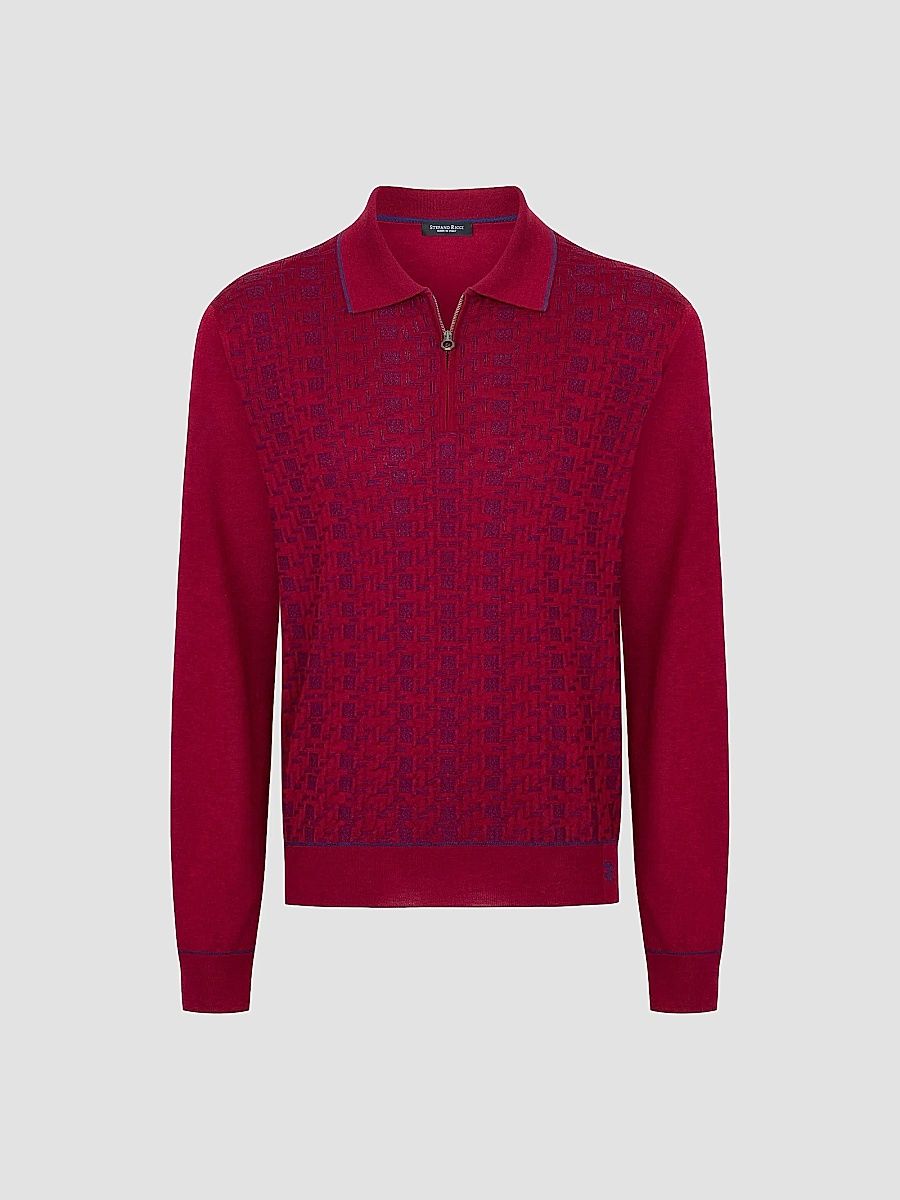 Stefano Ricci Men's Luxury Wool Polo Sweater - Red - Size 48