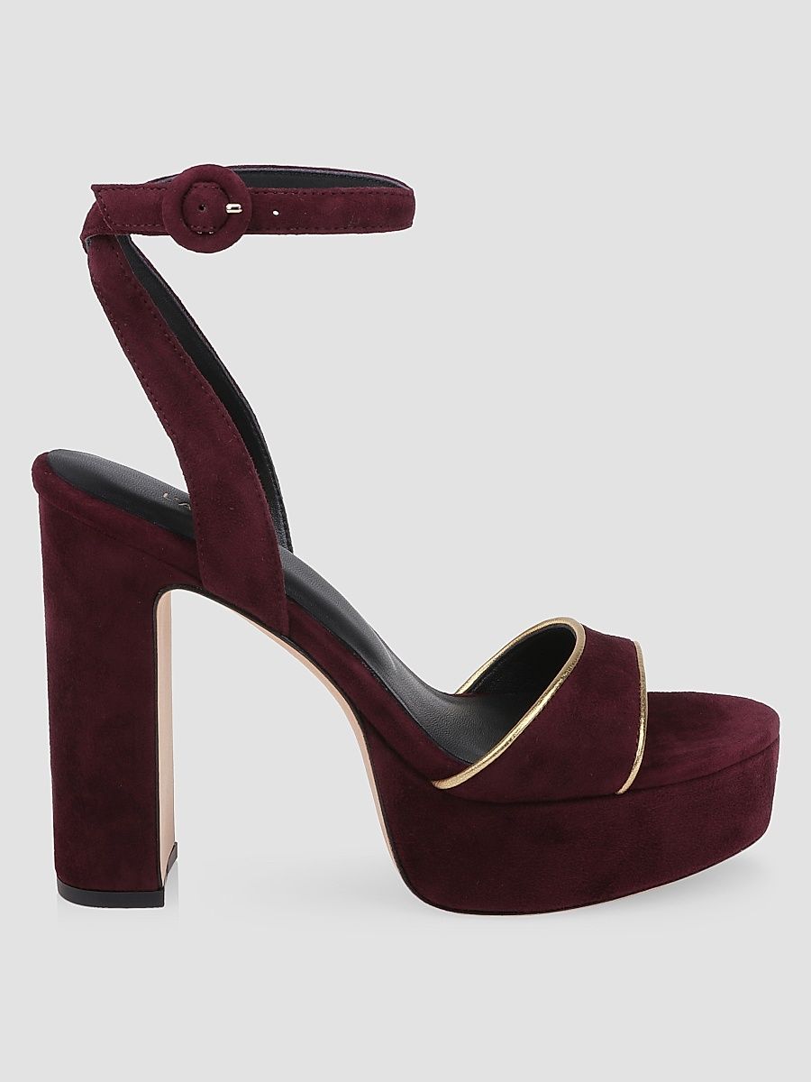 Women's Essie 115MM Suede Platform Sandals - Burgundy Suede - Size 5
