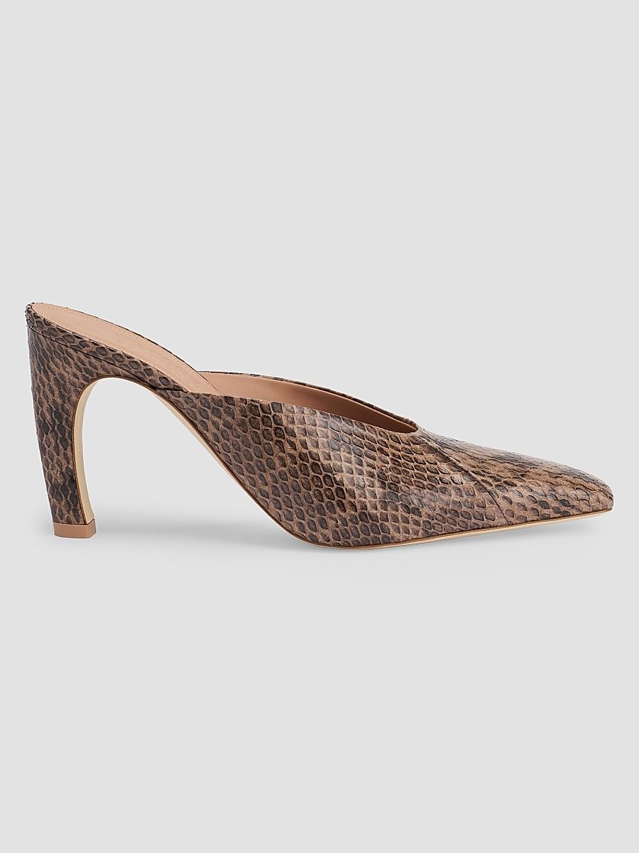 Women's Rowe 90MM Snakeskin Mules - Taupe - Size 11