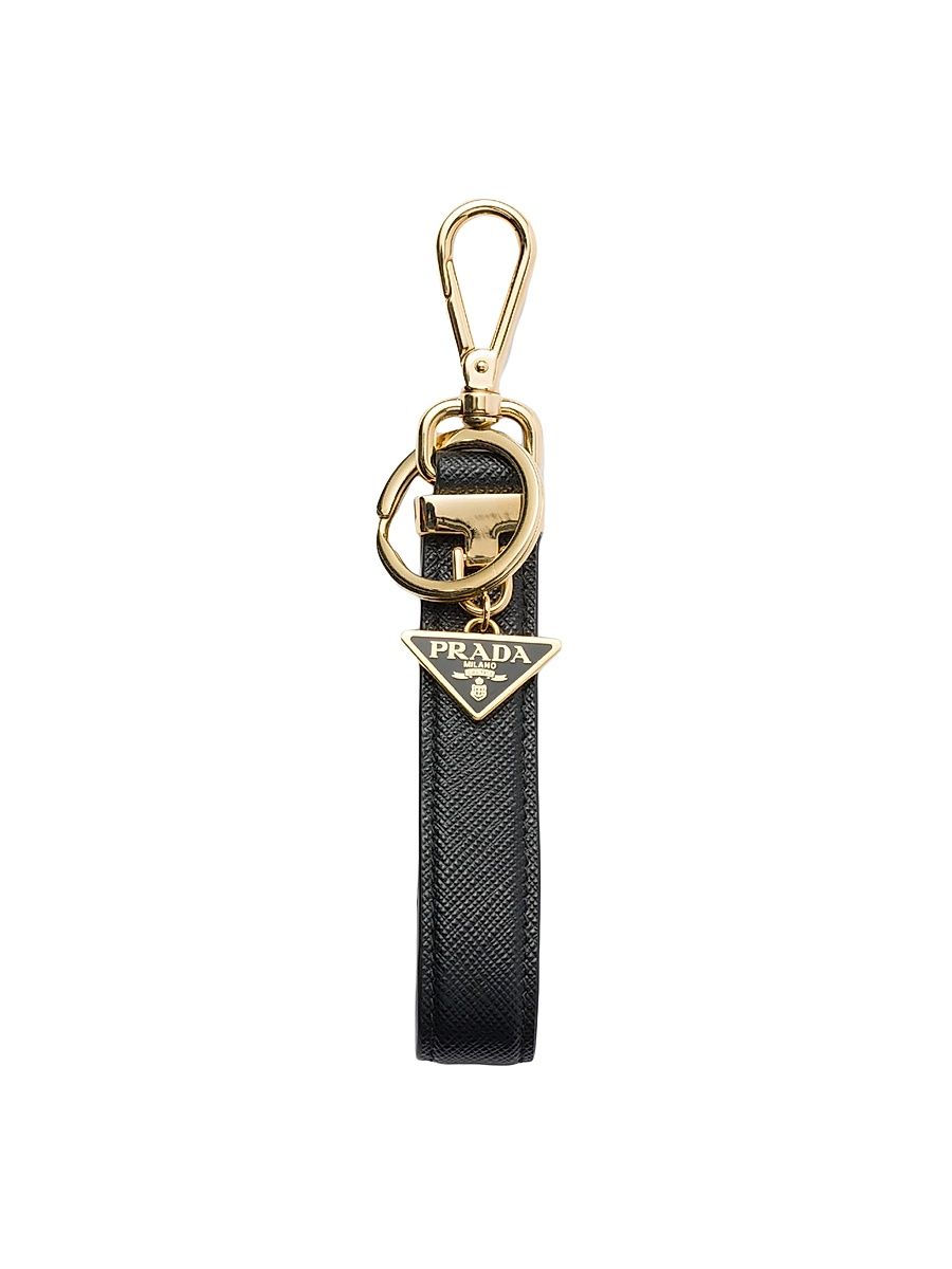 Men's Saffiano Leather Key Ring - Black