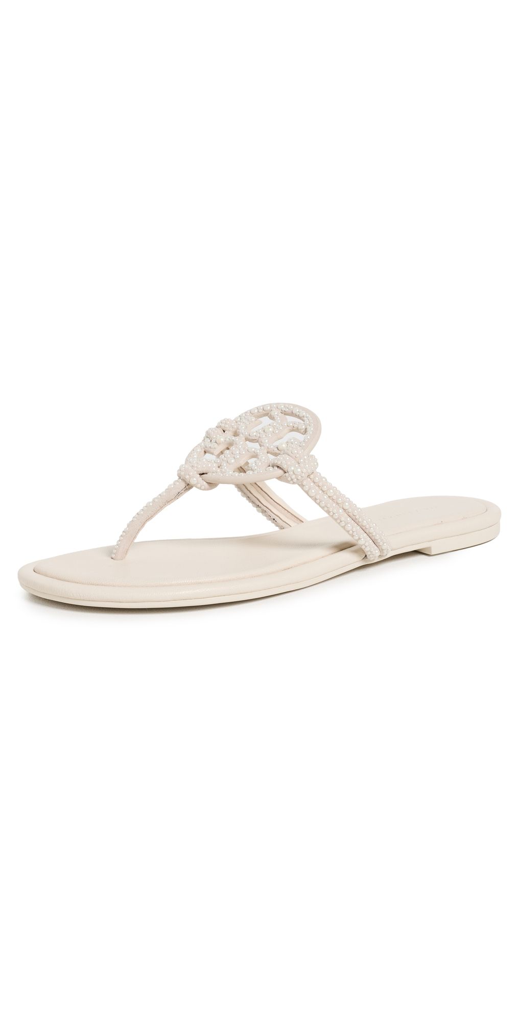 Tory Burch Miller Knotted Pearl Sandals Light Cream 4
