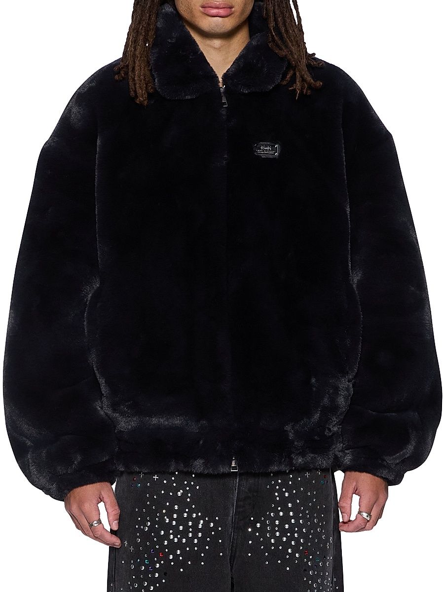 Men's Neo-Nostalgia Hussle Faux Fur Jacket - Black - Size XXL