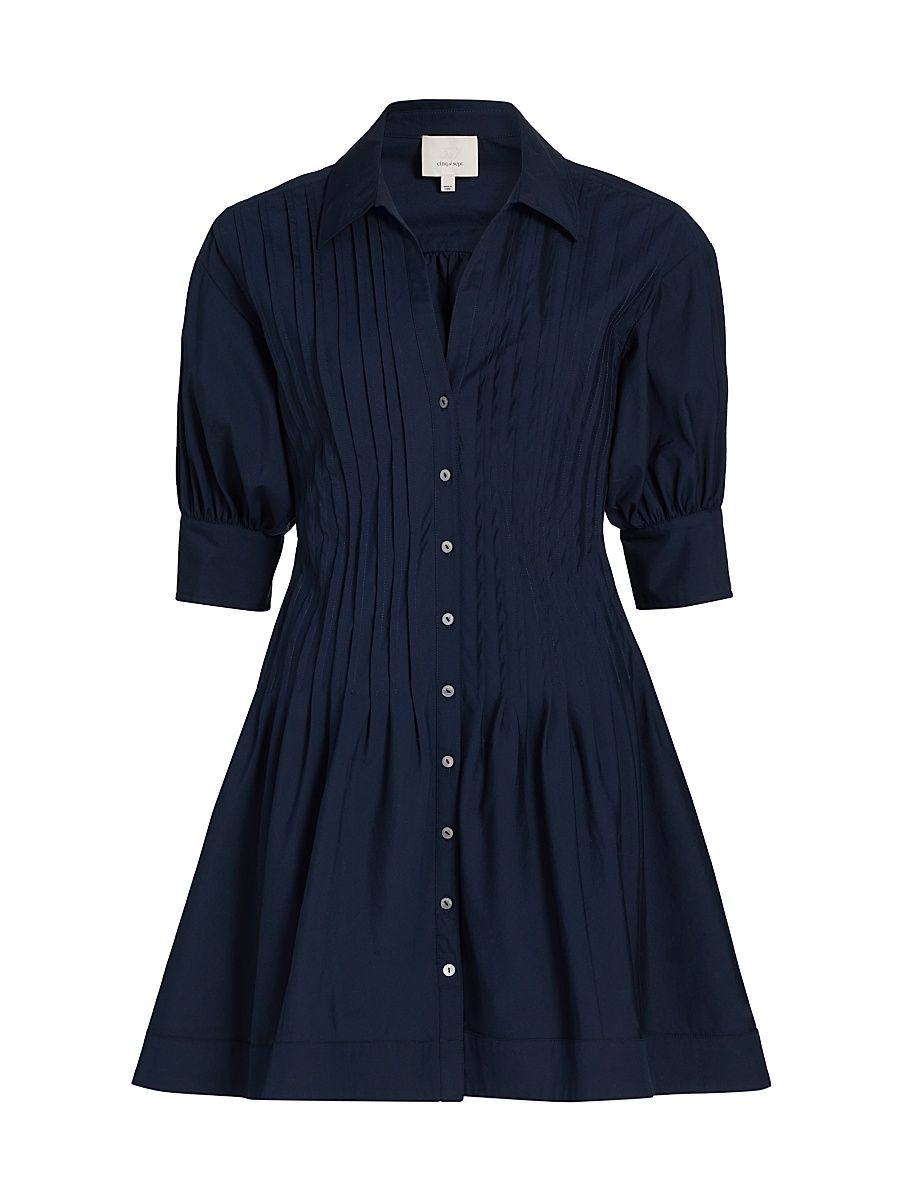 Women's Monty Pleated Mini-Shirtdress - Navy - Size 10