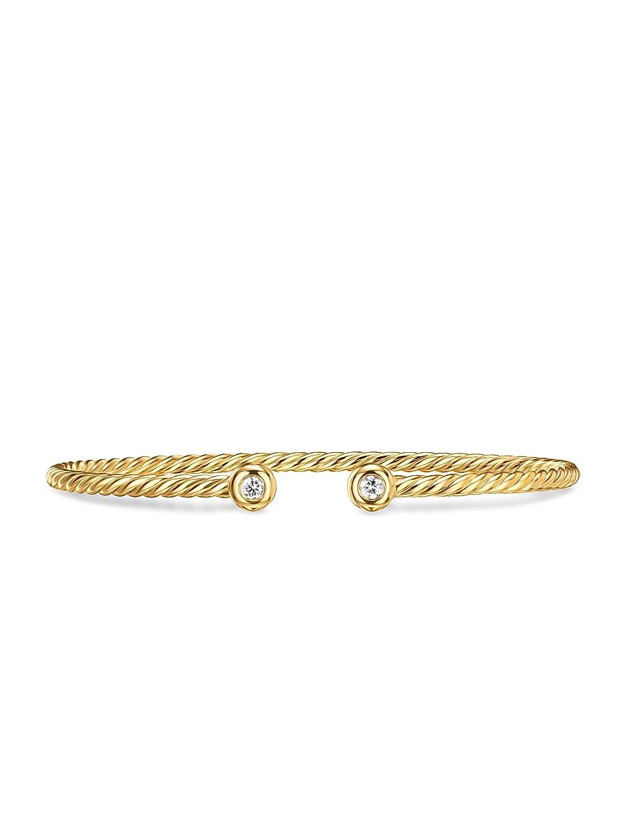 Women's Petite Modern Renaissance Cablespira Bracelet in 18K Yellow Gold - Diamond - Size Medium