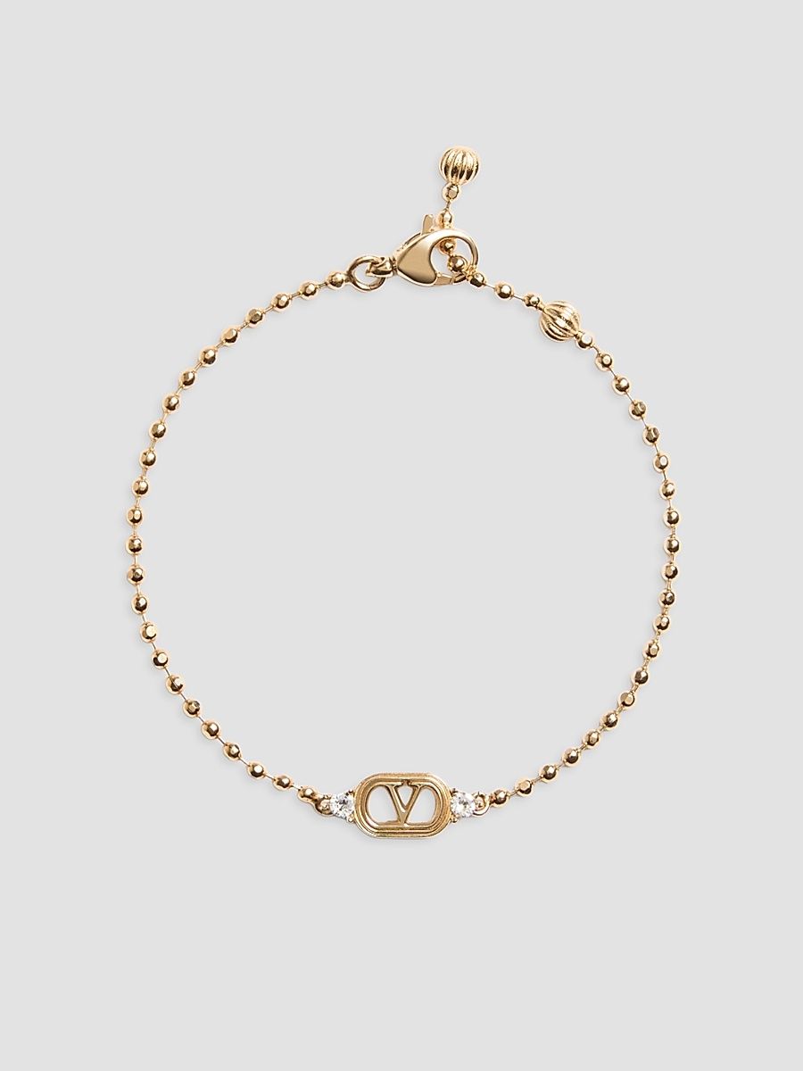 Women's Ovalette Metal and Swarovski Crystal Bracelet - Gold Crystal - Size Medium