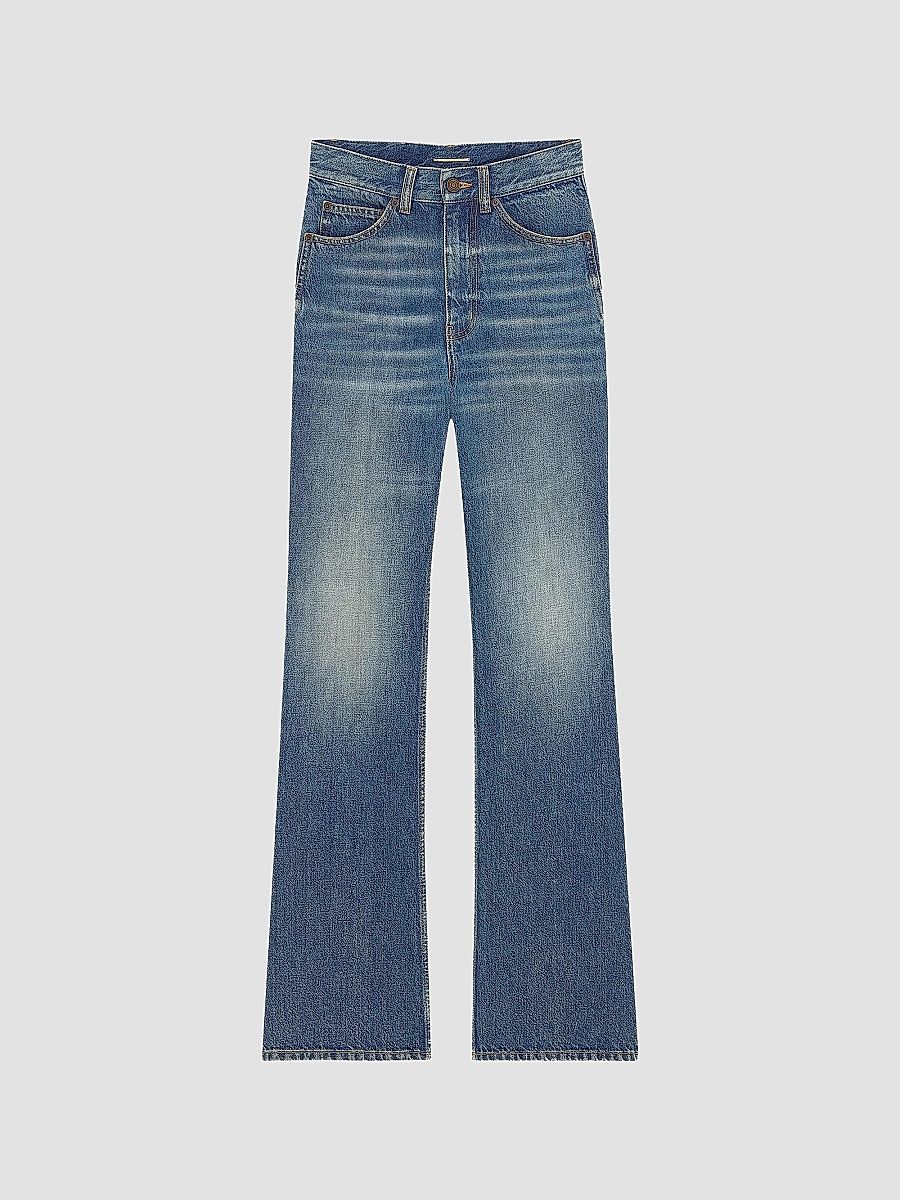 Saint Laurent Women's Clyde High-Rise Straight Jeans - North Medium Blue - Size 30