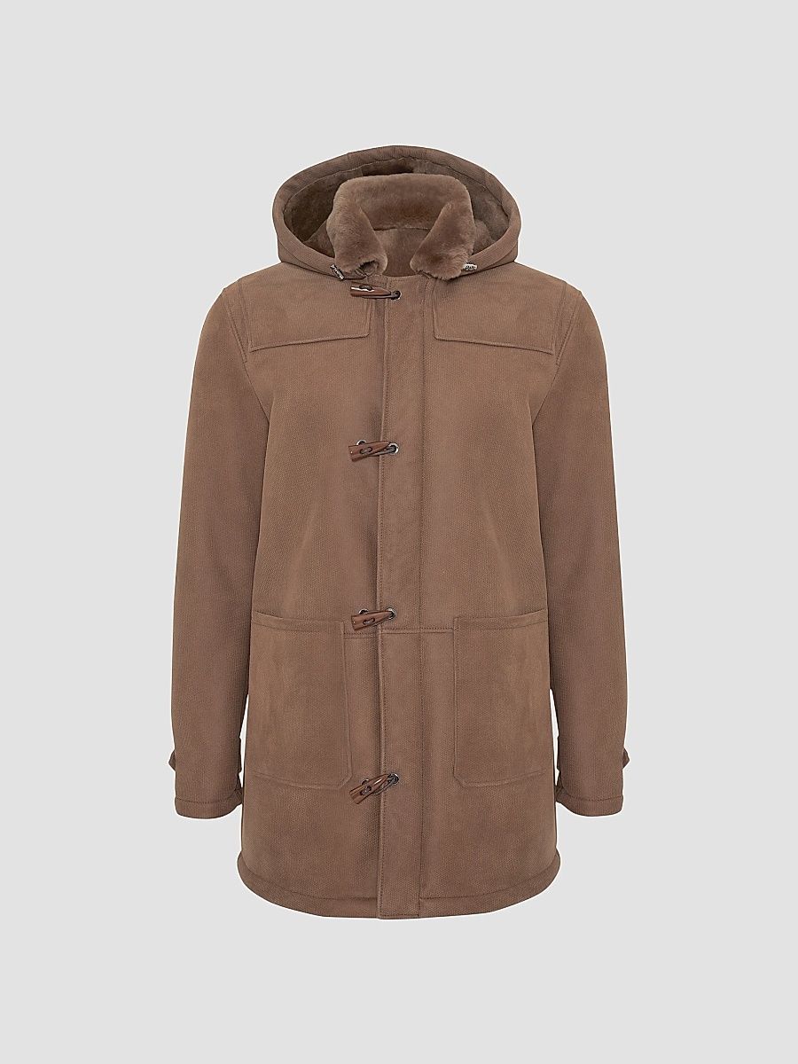 Gorski Men's Embossed Merino Shearling Lamb Jacket - Whiskey - Size XXL