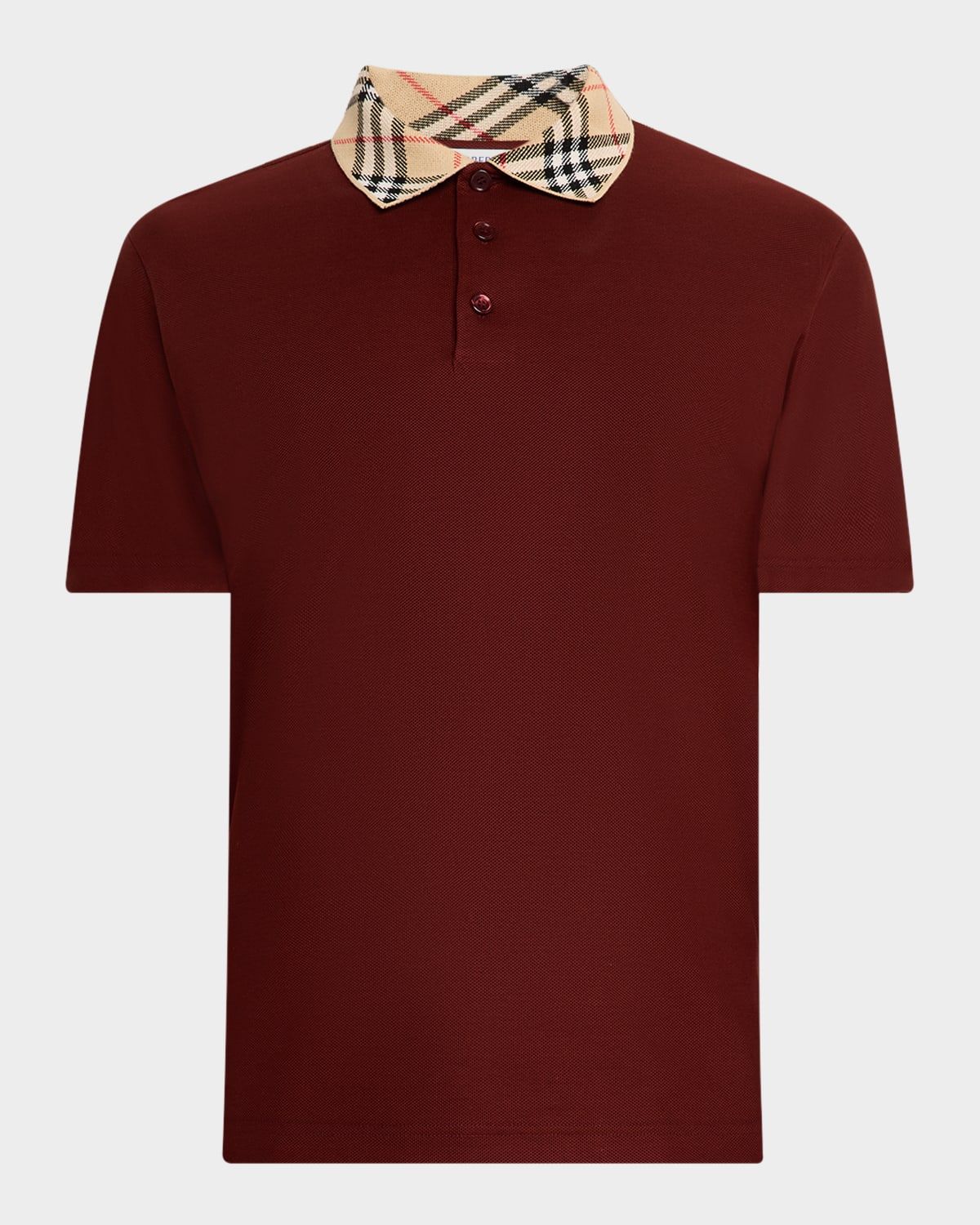 Men & apos;s Cotton Check-Collar Polo Shirt