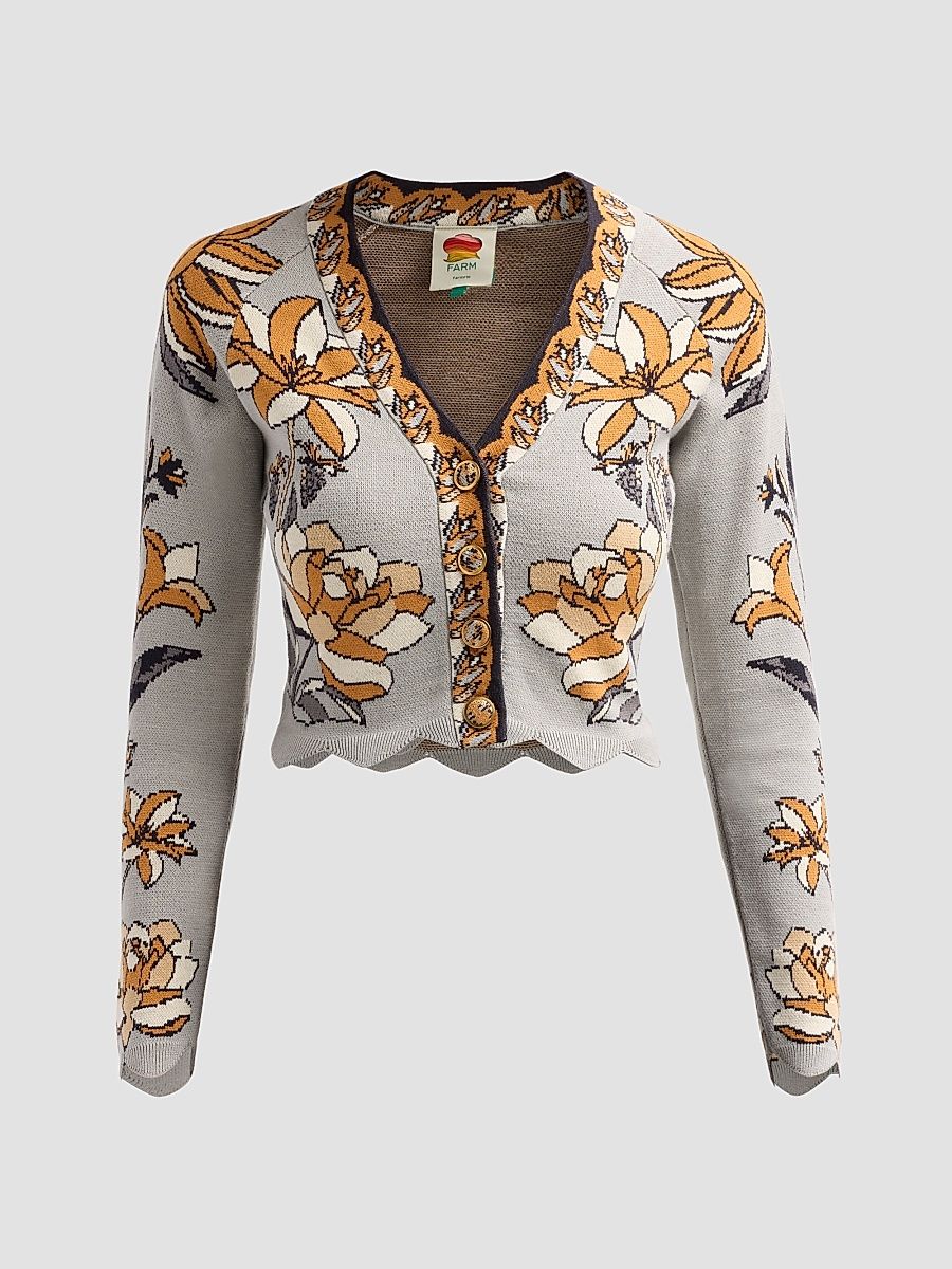 Farm Rio Women's Stained Glass Beauty Cardigan - Grey - Size XL