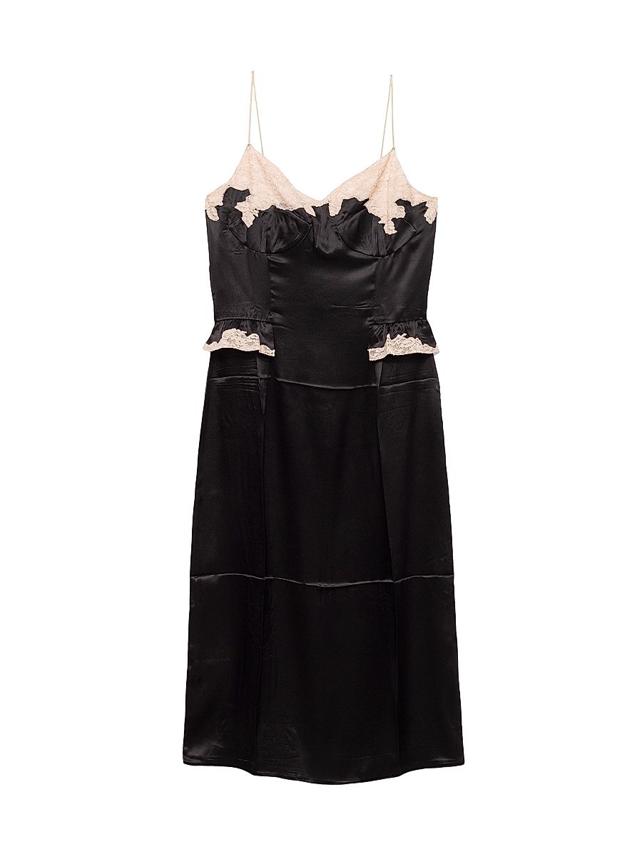 Women's Silk and Lace Dress - Black - Size 10