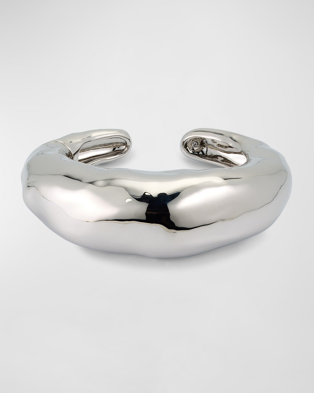 Large Molten Silver-Tone Hinged Cuff Bracelet