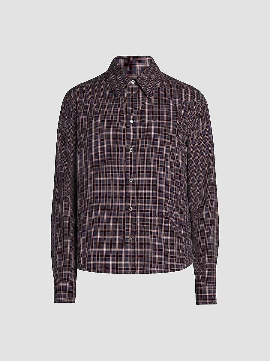 Men's Plaid Cotton Shirt - Blue Ice - Size 44
