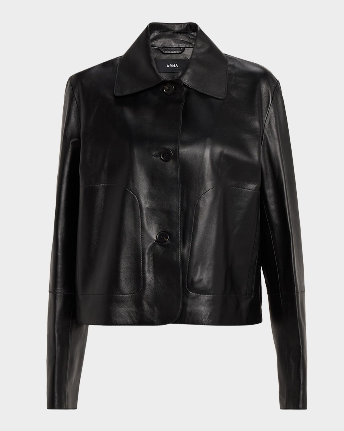 Emy Cropped Lambskin Leather Jacket