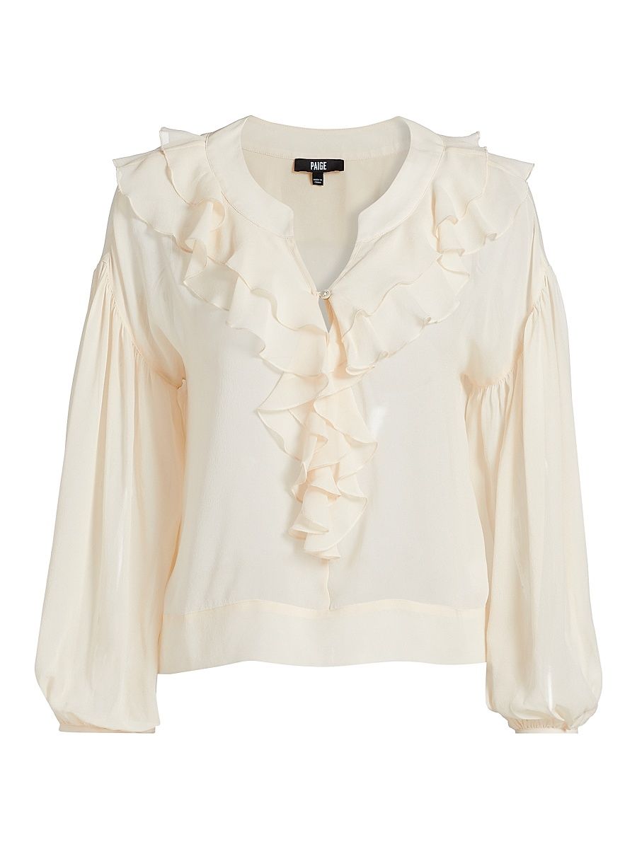 Women's Gemelli Silk Blouse - Oyster White - Size Small