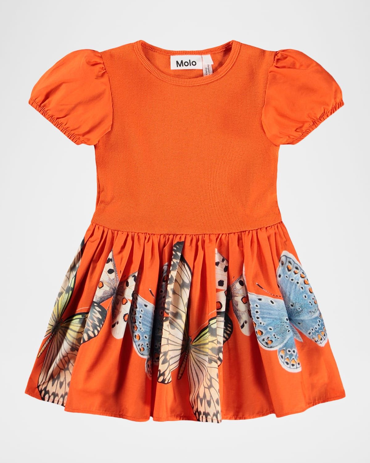 Girl & apos;s Caitlin Puff-Sleeve Organic Cotton Dress, Size 6M-2