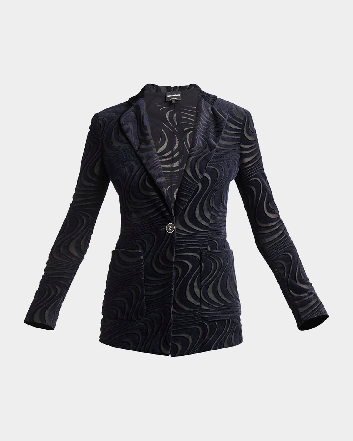 Swirl Jacquard Jersey Single-Breasted Blazer Jacket