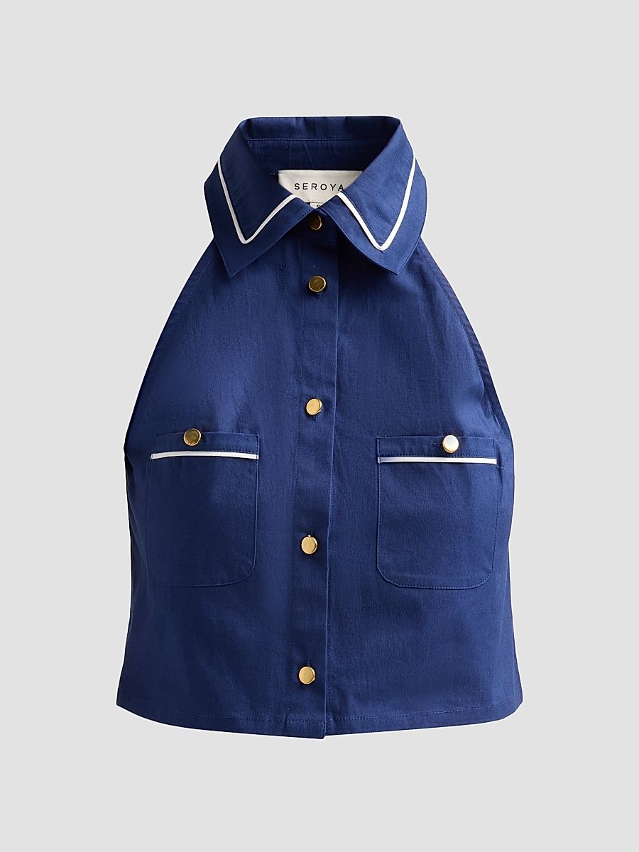Women's Yumi Halterneck Top - Admiral Blue - Size XL