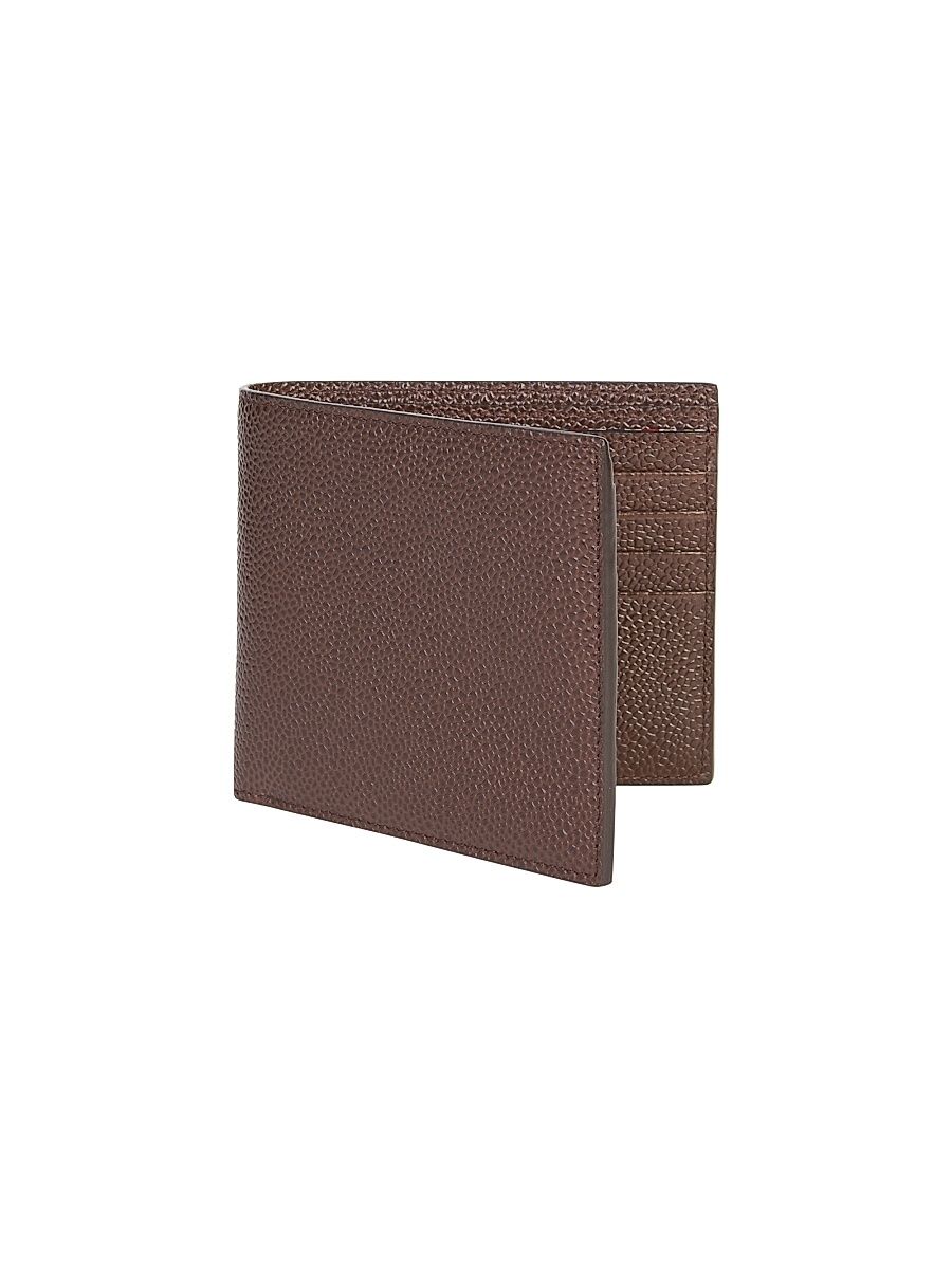 Men's Pebble-Grain Leather Bi-Fold Wallet - Dark Brown