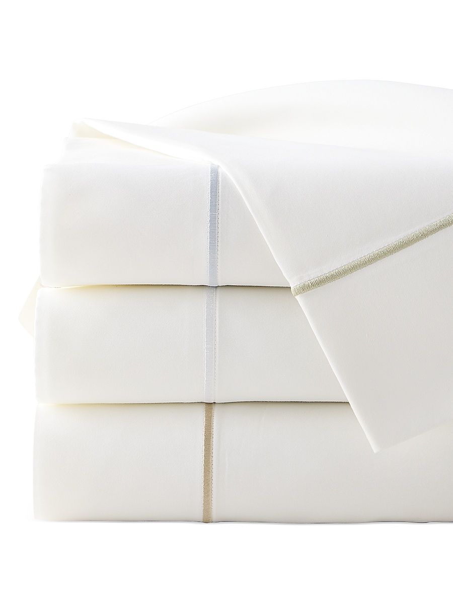 Marcus 4-Piece Cotton King Sheet Set - White Green - Size King
