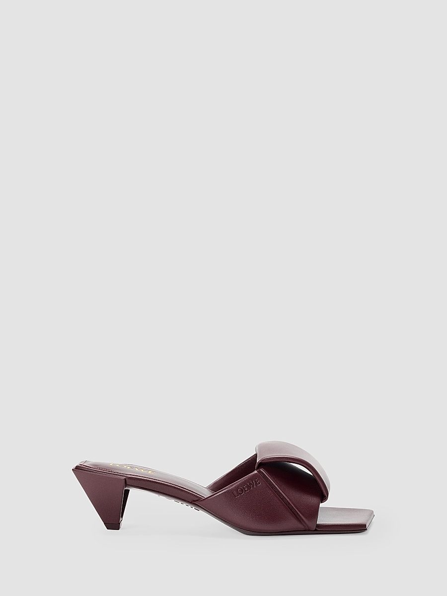 Women's Origami 45MM Leather Mules - Dark Burgundy - Size 8