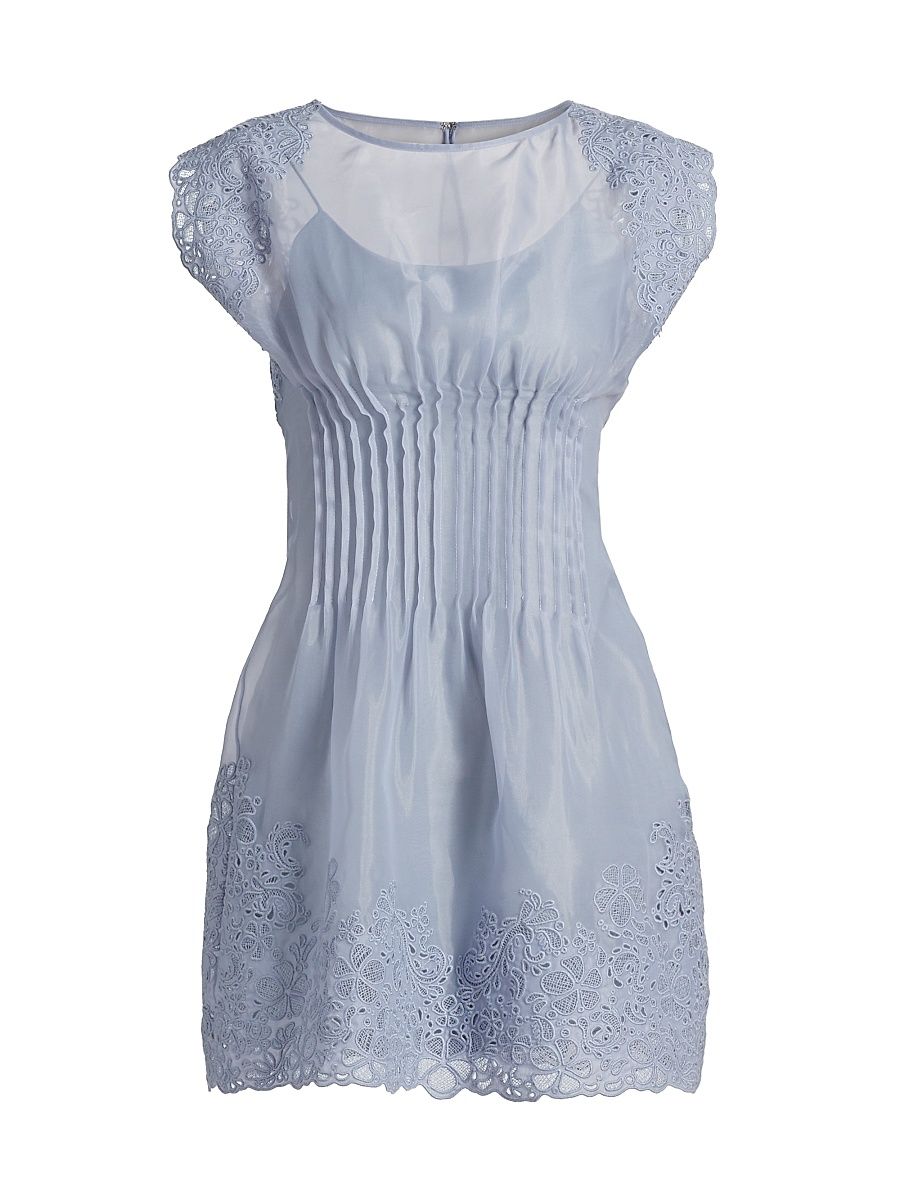 Women's Georgina Organza Lace Minidress - Rain Cloud - Size 12