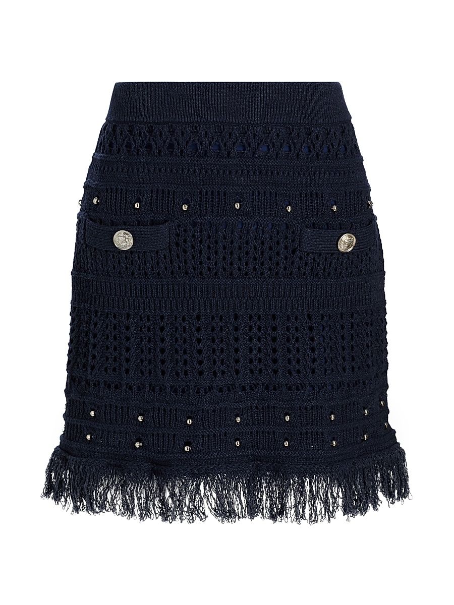 Women's Beaded Fringe Miniskirt - Navy - Size XL