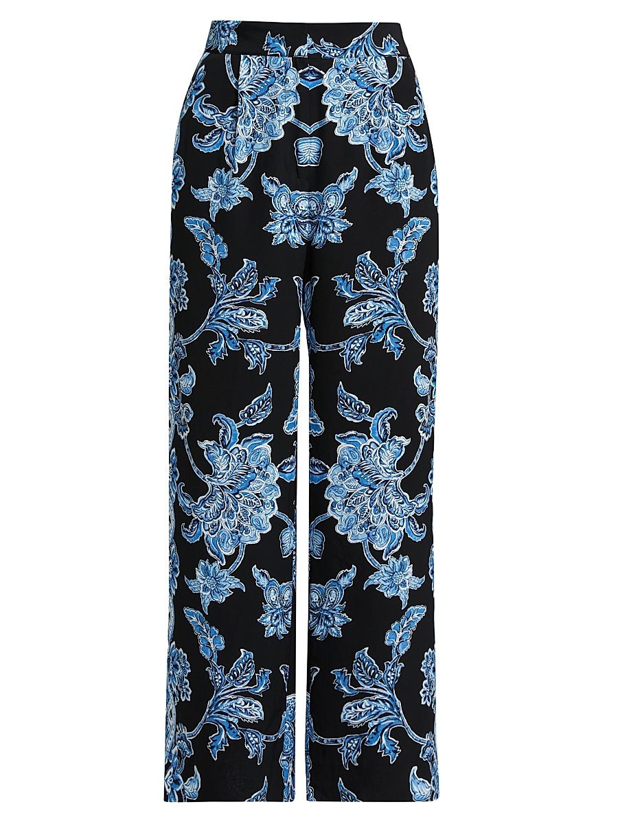 Women's Skylar Floral Mid-Rise Pants - Estate Garden Noir Ground - Size 14