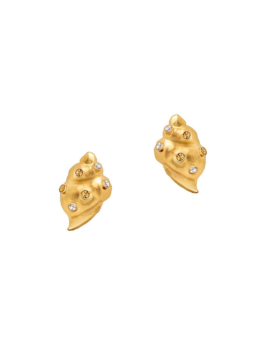 Women's Seashell 24K-Gold-Plated & Glass Crystal Stud Earrings - Golden Shadow