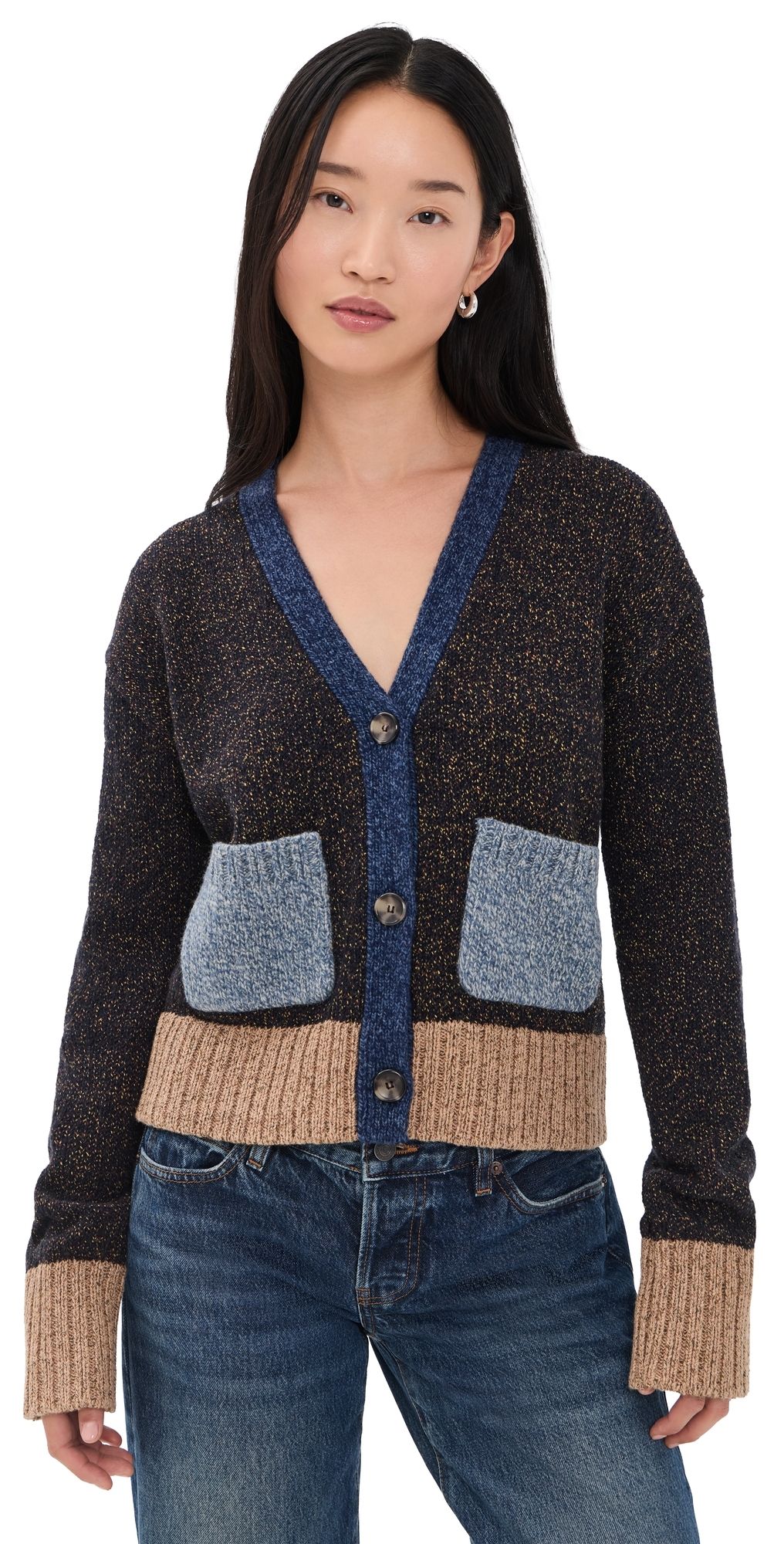Veronica Beard Jean Josiane Cardigan heritage navy multi L
