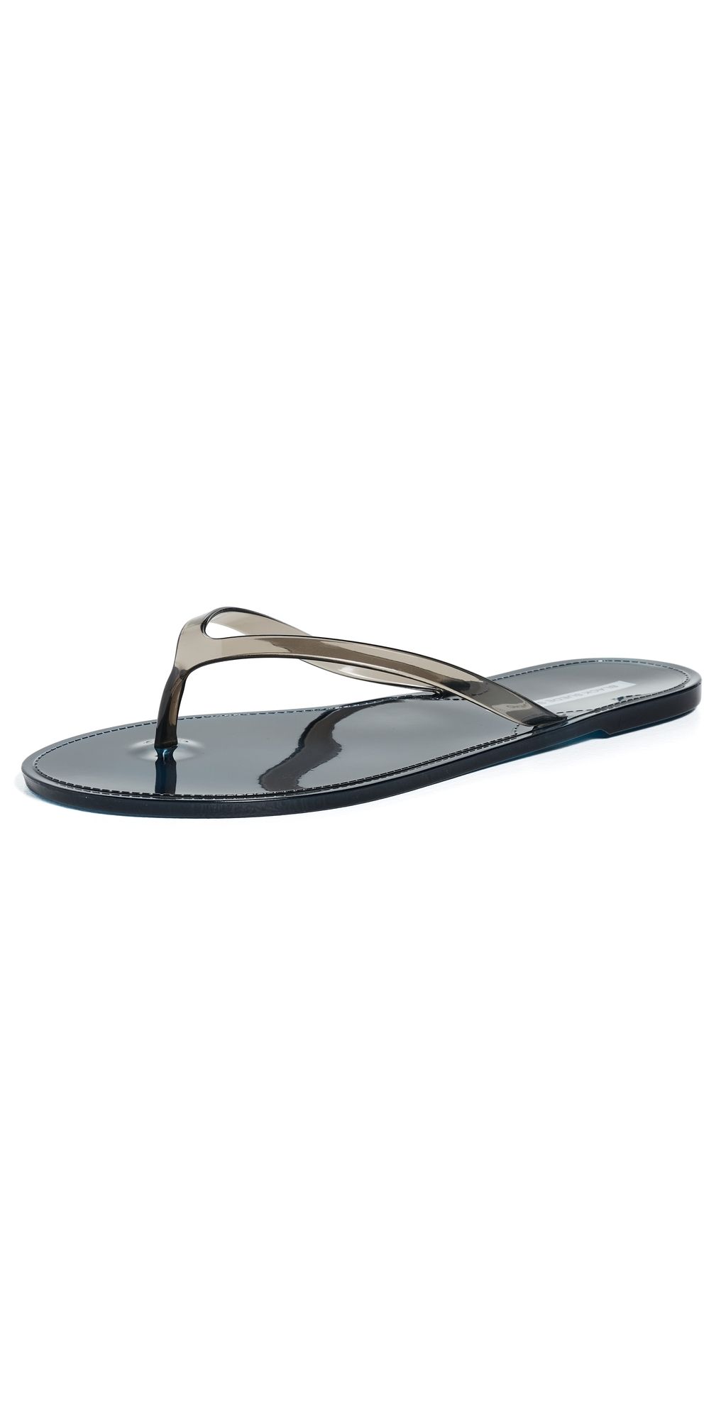 Black Suede Studio Crystal Jelly Flip Flops Navy/Black PVC 41/42