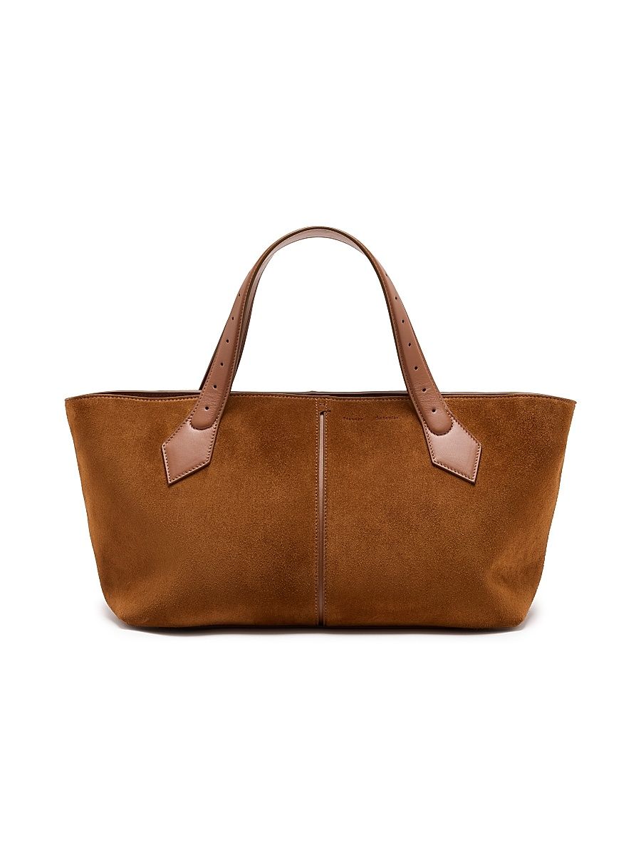 Women's East West Chelsea Suede Tote Bag - Saddle